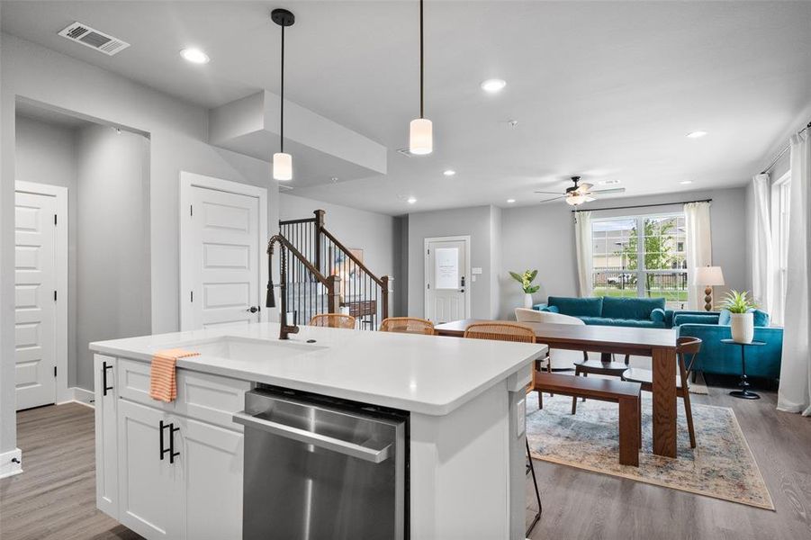 Kitchen with white cabinetry