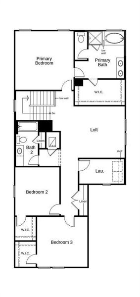 This floor plan features 3 bedrooms, 2 full baths, 1 half bath and over 2,300 square feet of living space.