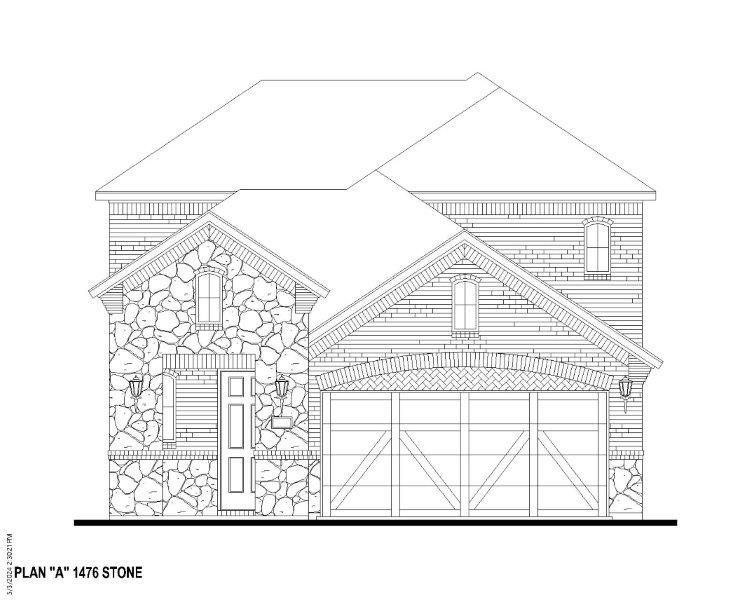 Plan 1476 Elevation A w/ Stone