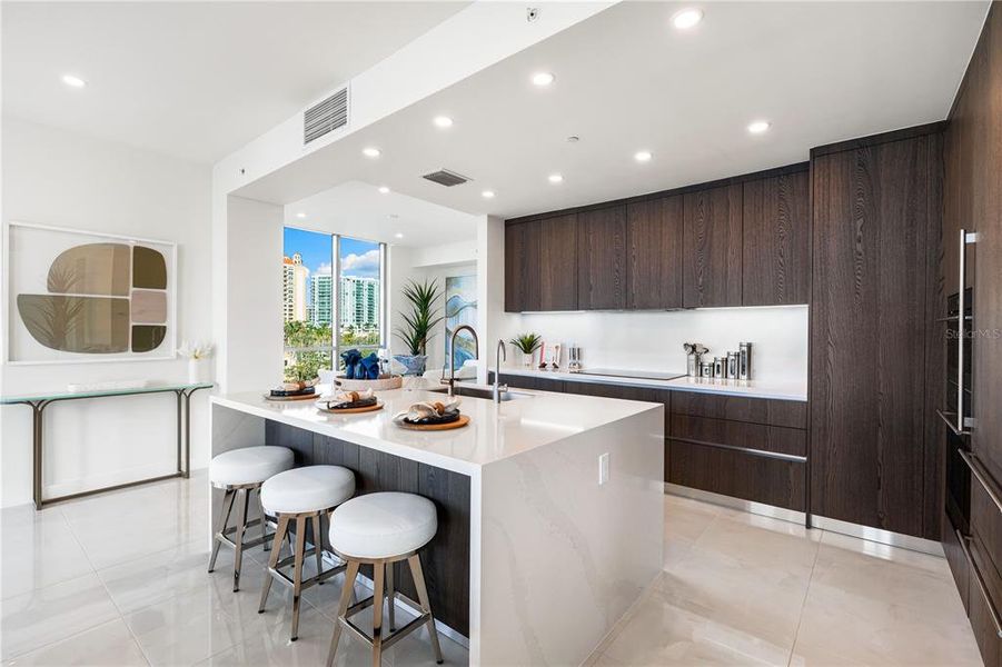 Gourmet kitchen with Wolf and Subzero appliance and Italian made cabinetry.