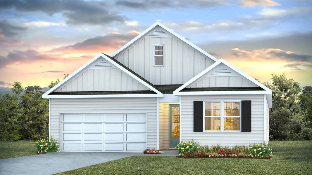 Representative exterior photo of a completed home built from the DANVILLE by D.R. Horton in Chapman Village, Conway, SC (Image 1).