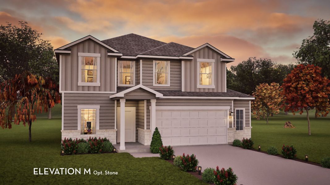 Representative exterior photo of a completed home built from the Trinity by CastleRock Communities in Paramount, Kyle, TX (Image 19).