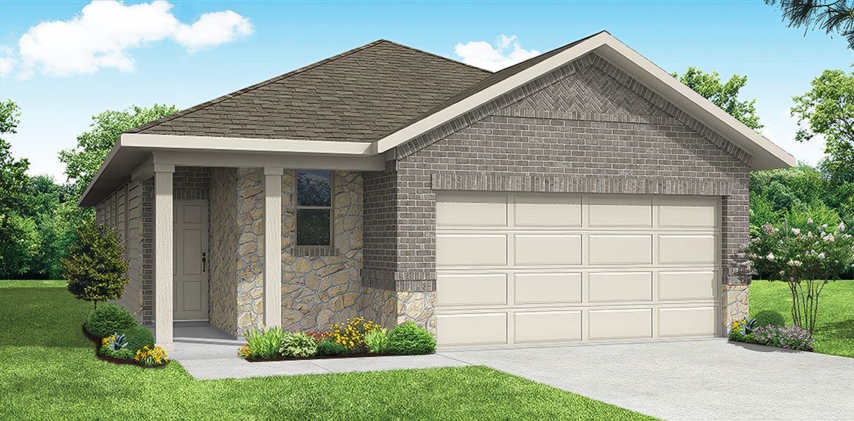 Representative exterior photo of a completed home built from the Cottonwood by Impression Homes in Creekside Ranch, Blue Ridge, TX (Image 7). Representative exterior photo of a completed home built from the Cottonwood by Impression Homes in Creekside Ranch, Blue Ridge, TX (Image 7).