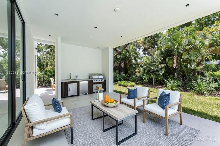 Exterior details and patio area of a home in , South Miami (Image 2).