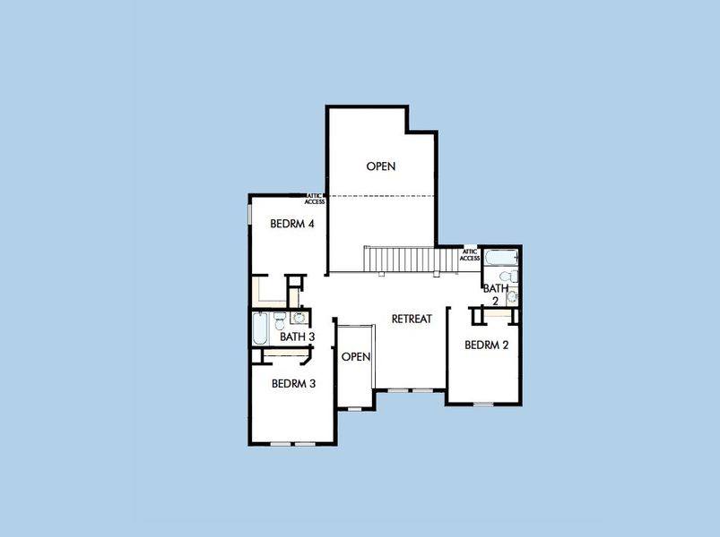2D floor plan layout for the The Bluebonnet by David Weekley Homes in Windsong - Reserve Series, Boerne, TX (Image 4).
