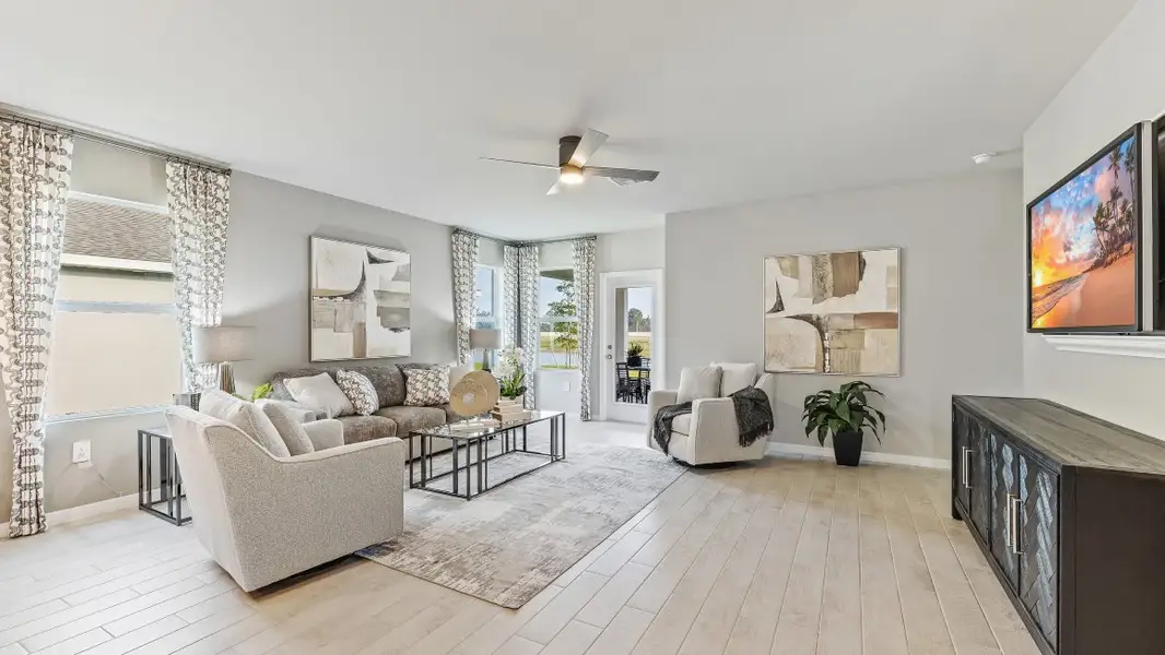Furnished interior view inside a new home in Bentley Crossing, Fort Myers (Image 6). Furnished interior view inside a new home in Bentley Crossing, Fort Myers (Image 6).