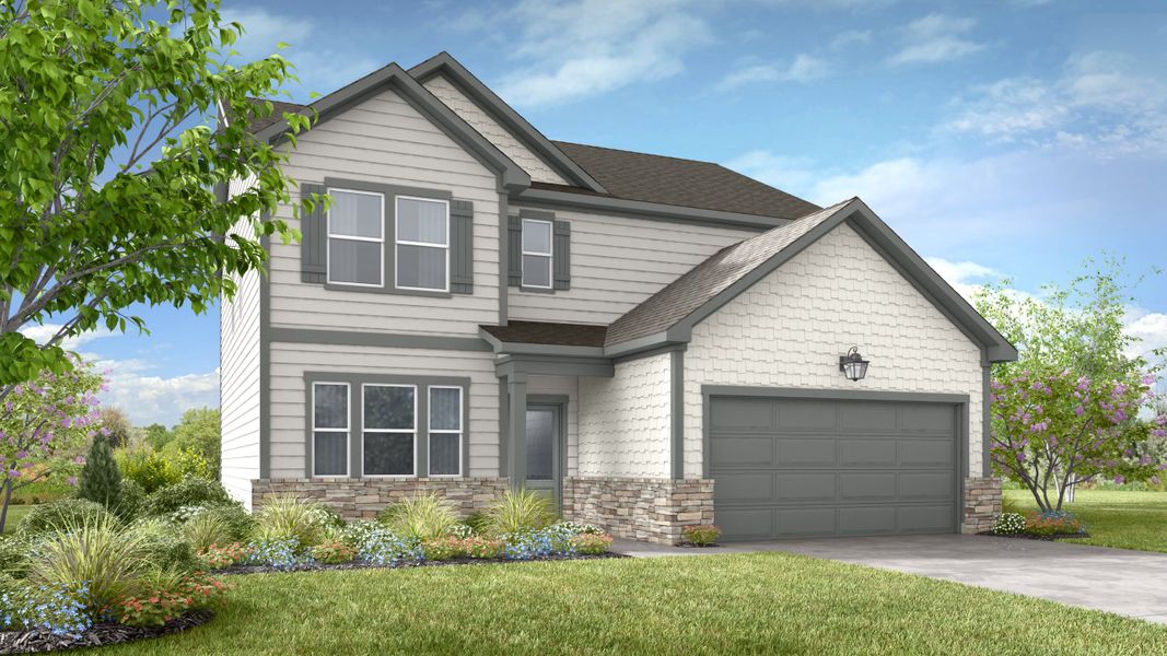 Representative exterior photo of a completed home built from the Liberty by Taylor Morrison in Weatherfield, Buford, GA (Image 5). Representative exterior photo of a completed home built from the Liberty by Taylor Morrison in Weatherfield, Buford, GA (Image 5).