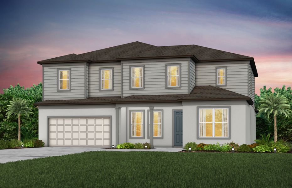 Representative exterior photo of a completed home built from the Newlyn by Pulte Homes in Riverwood, Zephyrhills, FL (Image 13).