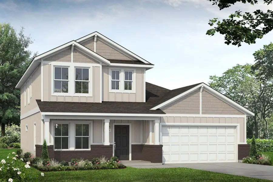 Representative exterior photo of a completed home built from the Harvest Ridge 2051 by Brohn Homes in Harvest Ridge, Elgin, TX (Image 10).