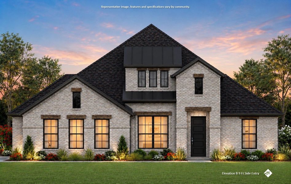 Front exterior of a new home in Redden Farms - Phase 1, Midlothian, TX, highlighting curb appeal (Image 14). Front exterior of a new home in Redden Farms - Phase 1, Midlothian, TX, highlighting curb appeal (Image 14).