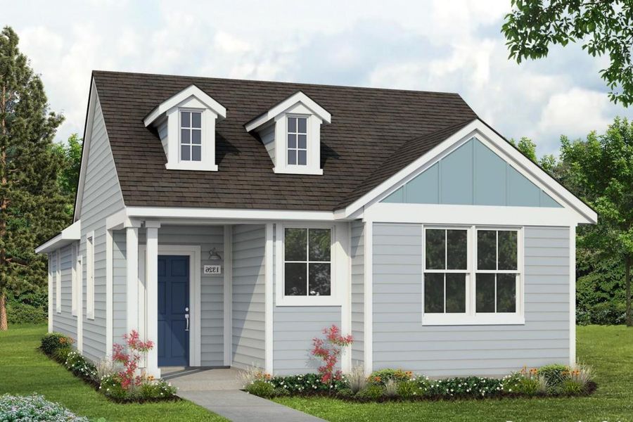 Front exterior of a new home in Harvest Ridge, Elgin, TX, highlighting curb appeal (Image 1). Front exterior of a new home in Harvest Ridge, Elgin, TX, highlighting curb appeal (Image 1).