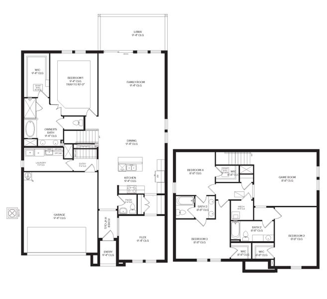 2D floor plan layout for the PORTLAND by D.R. Horton in Archers Mill, Ormond Beach, FL (Image 3).