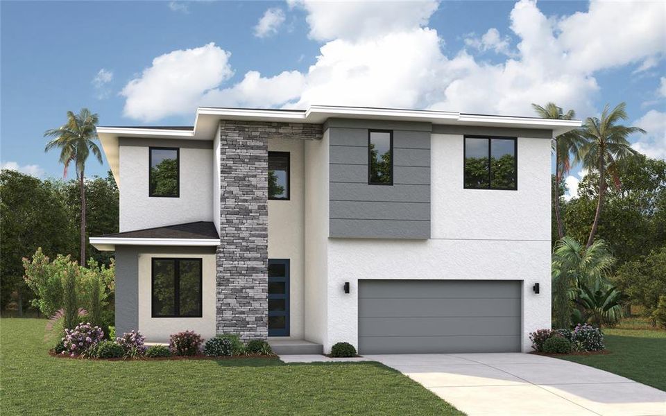 Front exterior of a new home in , Tampa, FL, highlighting curb appeal (Image 1). Front exterior of a new home in , Tampa, FL, highlighting curb appeal (Image 1).