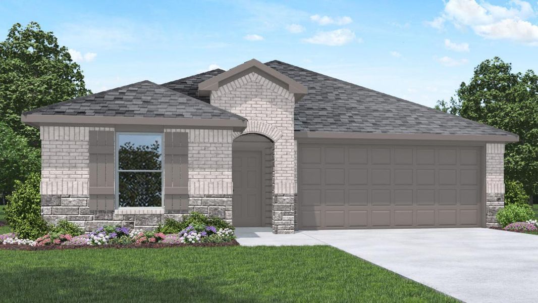 Representative exterior photo of a completed home built from the Caden by D.R. Horton in Sunterra Lakes, Brookshire, TX (Image 2).