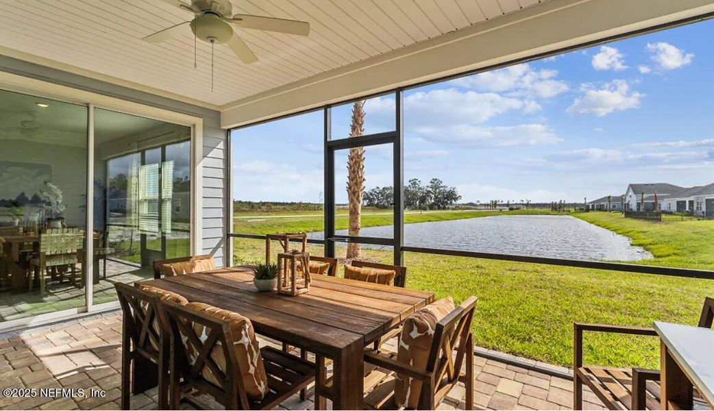Exterior details and patio area of a home in Silver Meadows at SilverLeaf: Silver Meadows 60s, St. Augustine (Image 3).