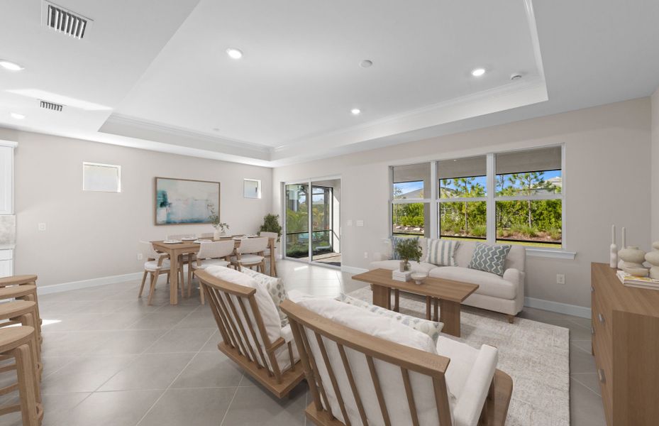 Furnished interior view inside a new home in Del Webb Oak Creek, North Fort Myers (Image 5).