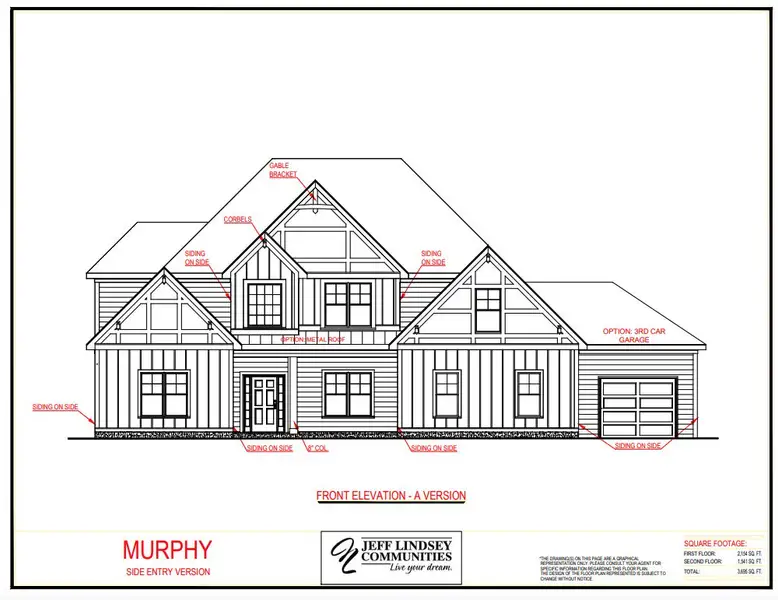 Representative rendering of the exterior for the Murphy A by Jeff Lindsey Communities (Image 1).
