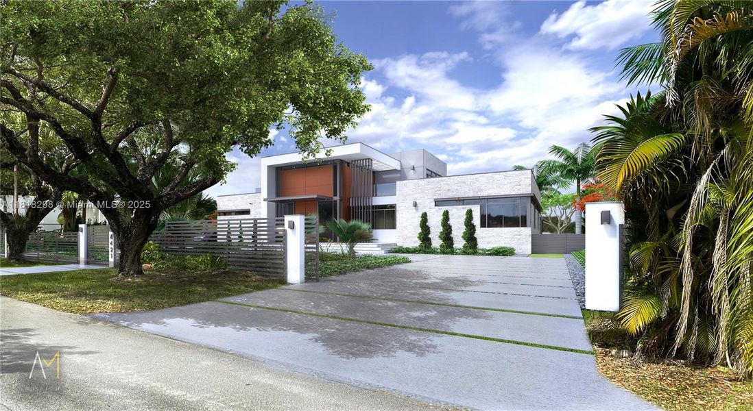 Front exterior of a new home in , Pinecrest, FL, highlighting curb appeal (Image 11).