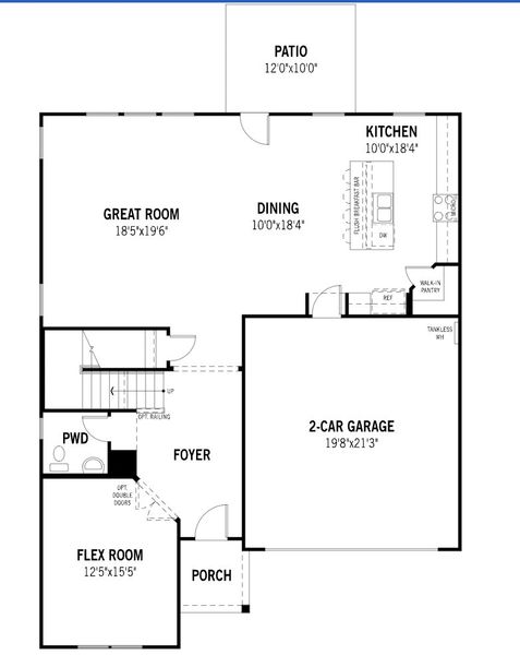 2D floor plan layout of this home in Arbors at Legacy Hills, Celina, TX (Image 6).