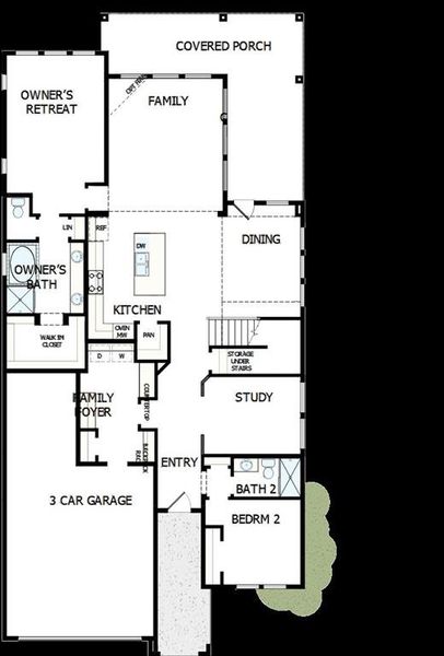 2D floor plan layout of this home in Tavolo Park Cottages, Fort Worth, TX (Image 3).
