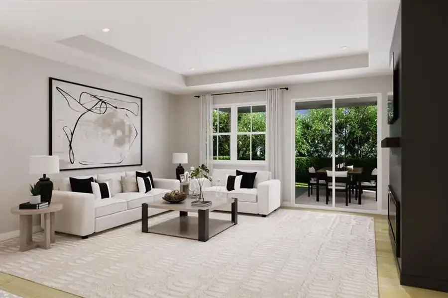 Representative furnished interior of a home built from the Emerson Quick Move-In by Ryan Homes in Lakes at Riverbend, Navassa (Image 6).