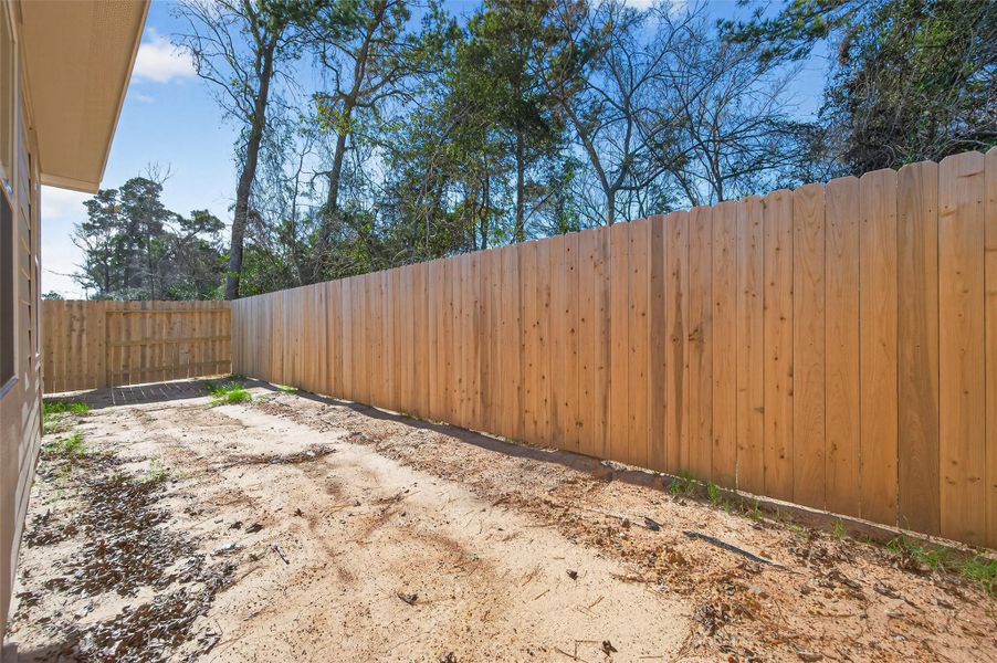 Exterior details and patio area of a home in Enclave at Willis, Willis (Image 24).