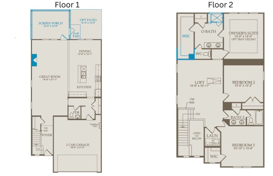 Floor Plan Level 1 and Floor Plan Level 2