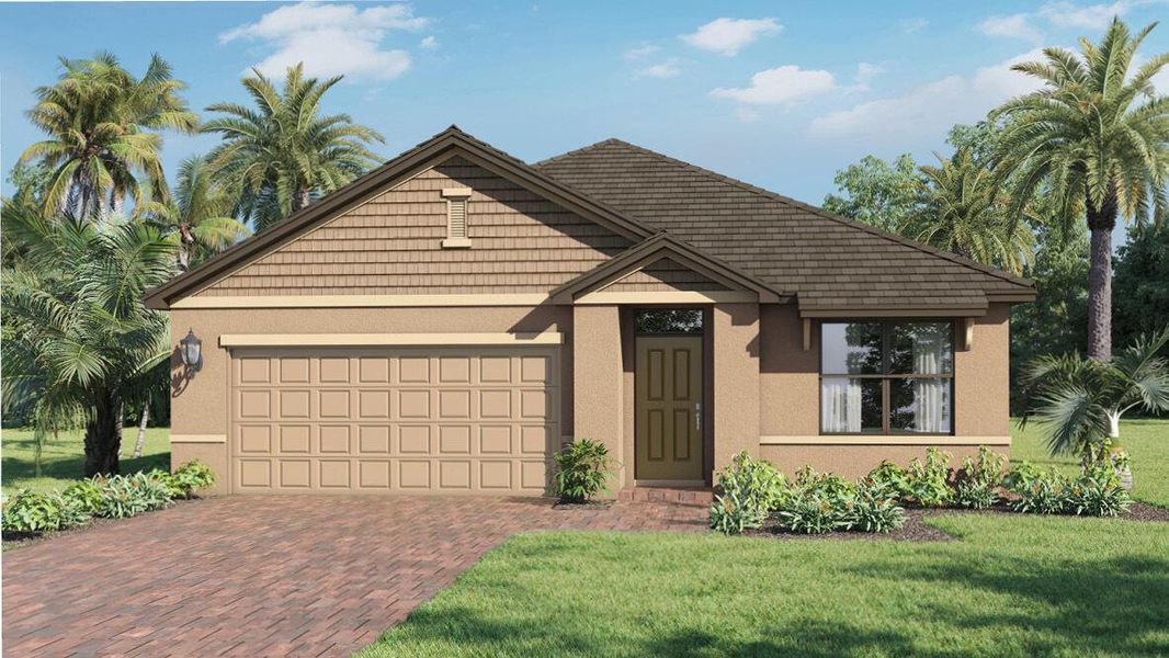 Front exterior of a new home in Morningside, Fort Pierce, FL, highlighting curb appeal (Image 1). Front exterior of a new home in Morningside, Fort Pierce, FL, highlighting curb appeal (Image 1).