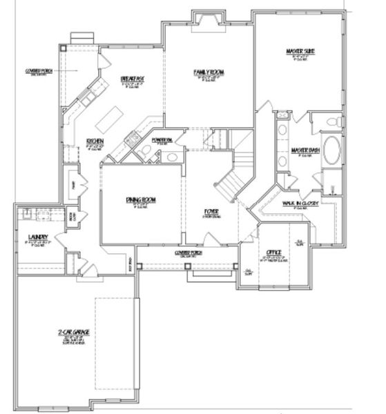 2D floor plan layout for the Rosepark by Sentinel Builders, Inc. in Copperstone At Choto, Knoxville, TN (Image 1).