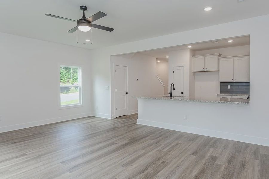 Representative unfurnished interior of a home built from the 1808 Townhome by Adams Homes in Parkstone Place Townhomes, Roebuck (Image 11). Representative unfurnished interior of a home built from the 1808 Townhome by Adams Homes in Parkstone Place Townhomes, Roebuck (Image 11).