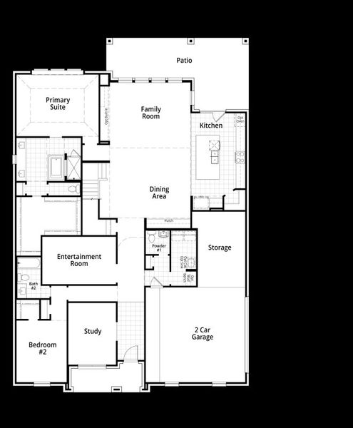 2D floor plan layout for the Foxleigh G by Highland Homes in Goodland, Venus, TX (Image 5).