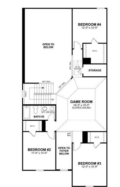 2D floor plan layout for the San Marcos by M/I Homes in Barksdale, Leander, TX (Image 3).
