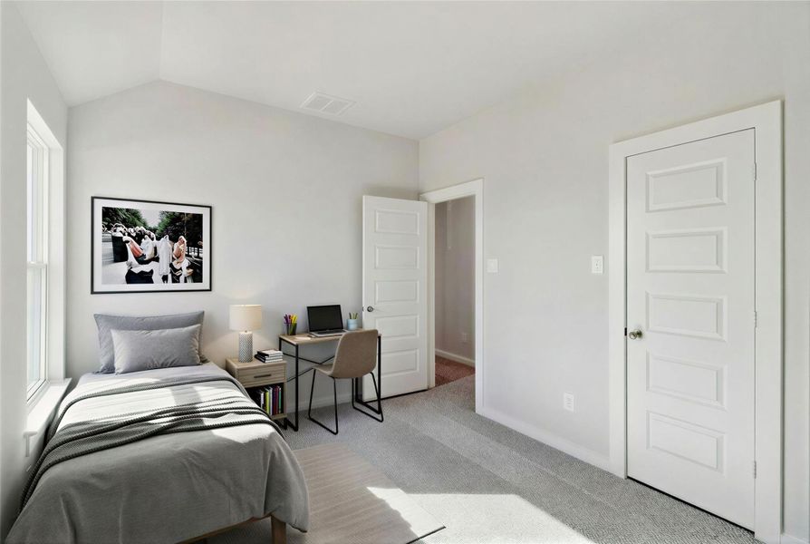 Virtually staged representation of the secondary bedroom.