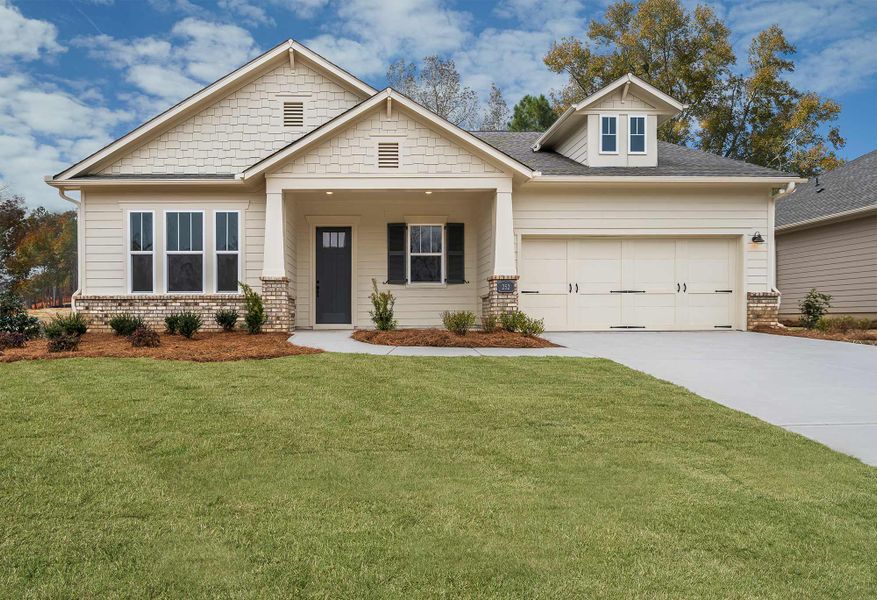 Representative exterior photo of a completed home built from the The Kittridge by David Weekley Homes in Old Mill Preserve, Dallas, GA (Image 1).