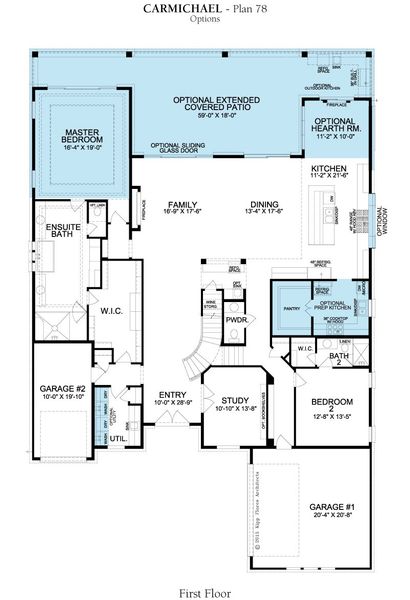 2D floor plan layout for the Carmichael by Landon Homes in Fields - Brookside North, Frisco, TX (Image 4). 2D floor plan layout for the Carmichael by Landon Homes in Fields - Brookside North, Frisco, TX (Image 4).