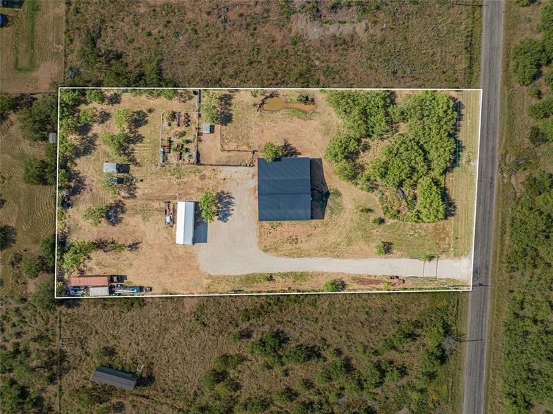 Aerial view of property's location with property parcel outlined