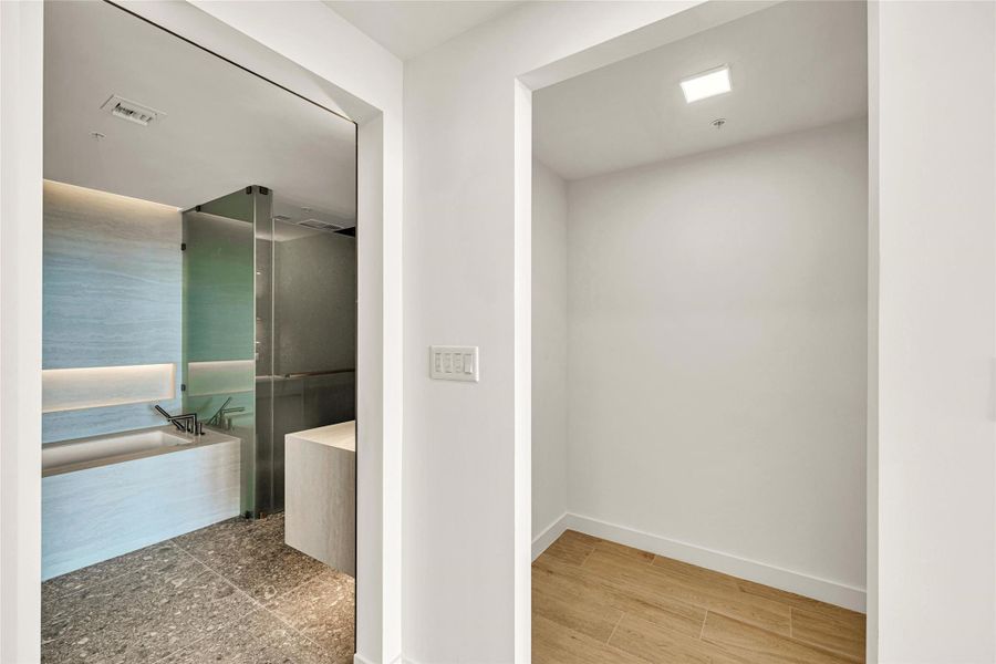 Primary Bathroom entry and one of two closets