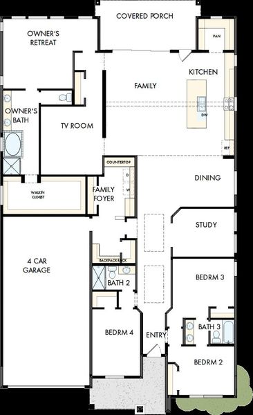 2D floor plan layout of this home in Wolf Ranch – West Bend, Georgetown, TX (Image 3).