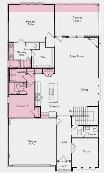 Additional Highlights Include: Downstairs bedroom and full bathroom in place of tandem garage, slide-in tub at primary bath, extended primary suite, extended covered patio, media room, 3080 square top 6-lite mahogany front door, custom quartz upgrade, custom carpet upgrade, sink upgrades, custom engineered wood upgrade, and upgrade custom tile.