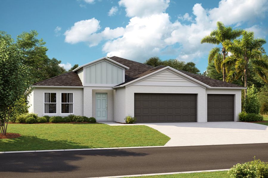 Representative exterior photo of a completed home built from the Dalia by Casa Fresca Homes in Pasadena Landing, Wesley Chapel, FL (Image 2). Representative exterior photo of a completed home built from the Dalia by Casa Fresca Homes in Pasadena Landing, Wesley Chapel, FL (Image 2).