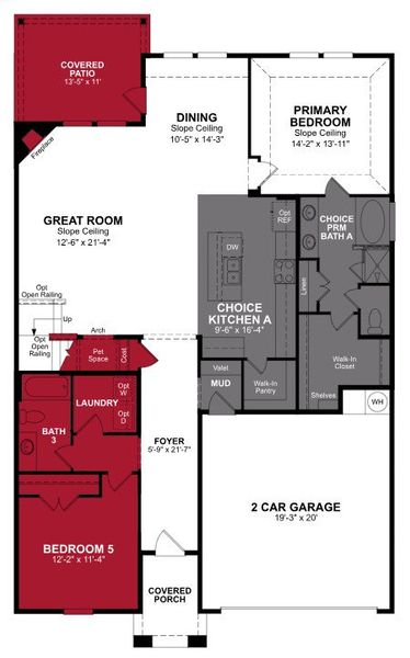2D floor plan layout of this home in The Villages of Hurricane Creek, Anna, TX (Image 3).
