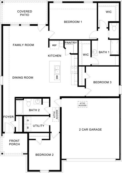 2D floor plan layout for the Camden by D.R. Horton in Bel Air Village, Sherman, TX (Image 3).