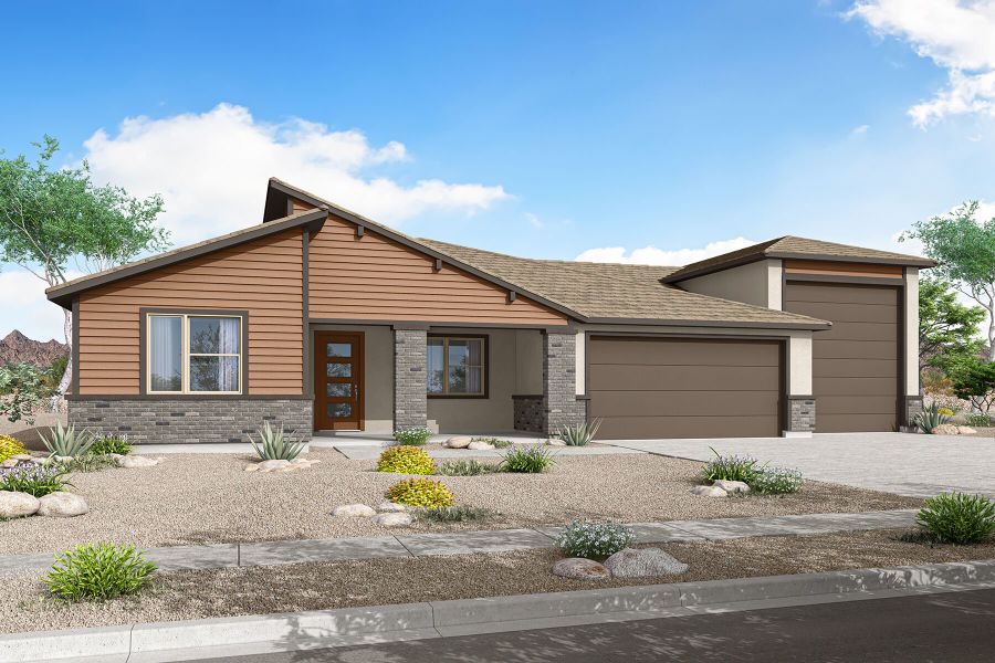 Representative exterior photo of a completed home built from the Mulberry by Mattamy Homes in Las Ventanas - RV Collection, Goodyear, AZ (Image 2). Representative exterior photo of a completed home built from the Mulberry by Mattamy Homes in Las Ventanas - RV Collection, Goodyear, AZ (Image 2).