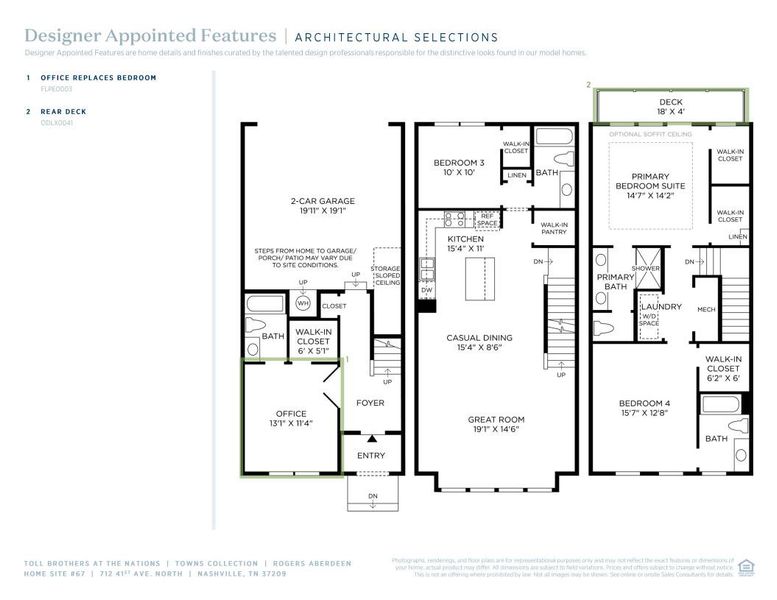 2D floor plan layout of this home in The Nations - Towns, Nashville, TN (Image 5).