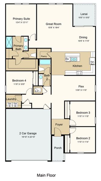 2D floor plan layout of this home in Coopers Meadow, Jacksonville, FL (Image 5).