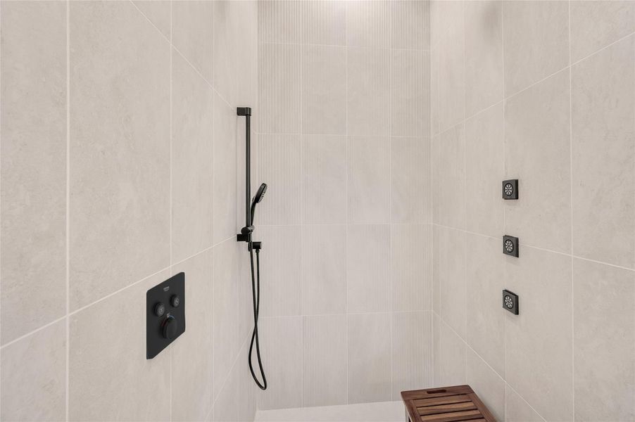 Primary bath shower with Grohe fixtures