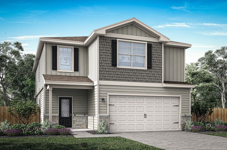 Front exterior of a new home in , San Antonio, TX, highlighting curb appeal (Image 2). Front exterior of a new home in , San Antonio, TX, highlighting curb appeal (Image 2).