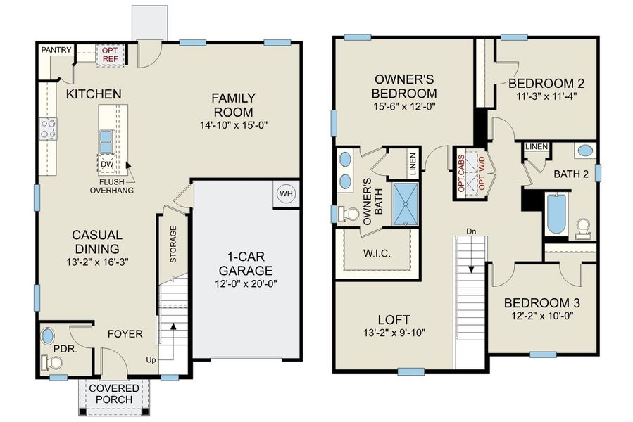 2D floor plan layout for the Freelance - Single Family Homes by Dream Finders Homes in Piper Pointe, Pikeville, NC (Image 3).