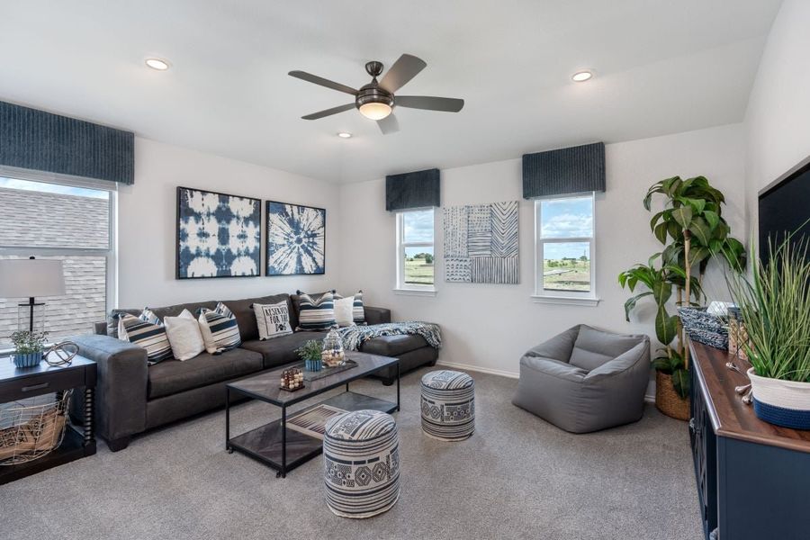 Representative furnished interior of a home built from the 2411 by KB Home in Sonterra - Cool Water, Jarrell (Image 7). Representative furnished interior of a home built from the 2411 by KB Home in Sonterra - Cool Water, Jarrell (Image 7).
