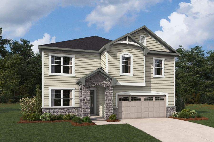 Representative exterior photo of a completed home built from the Voyageur by Mattamy Homes in Westfall, Gastonia, NC (Image 5).